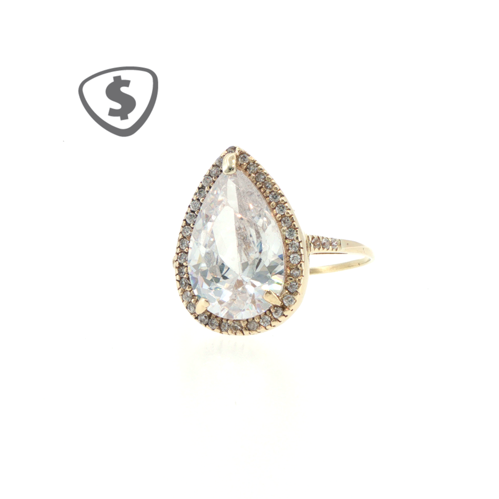 Pear-Cut Halo Cocktail Ring in 9ct Yellow Gold
