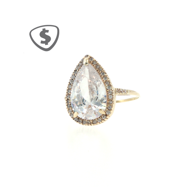 Pear-Cut Halo Cocktail Ring in 9ct Yellow Gold