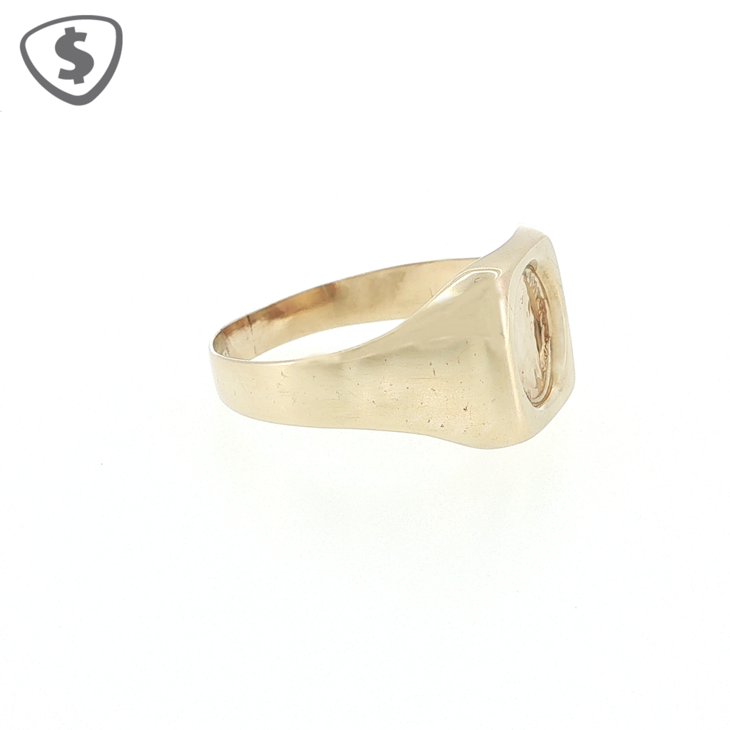 9ct Yellow Gold Coin Motif Signet Ring