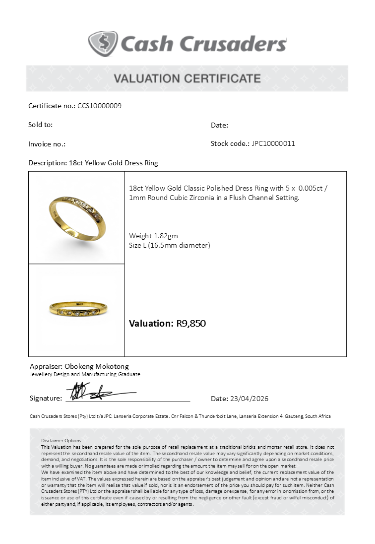 18ct Yellow Gold Dress Ring