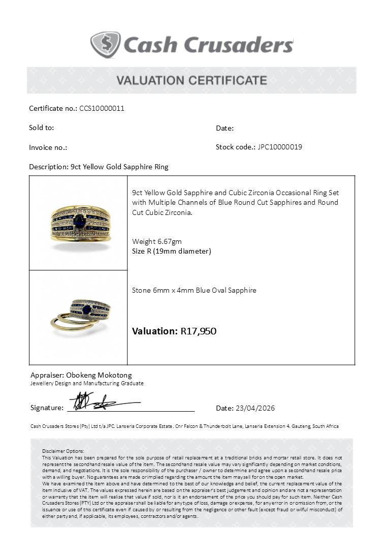 9ct Yellow Gold Deep Blue Sapphire Multi-Stone Ring