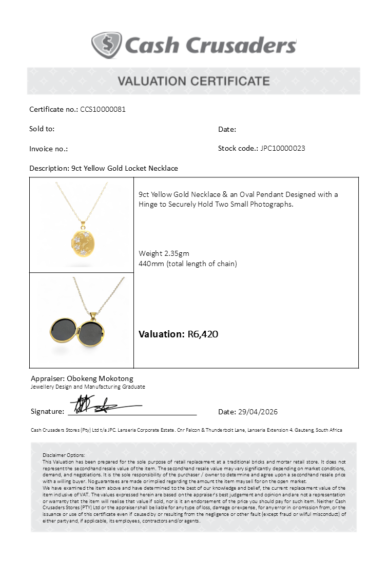 9ct Yellow Gold Locket Necklace