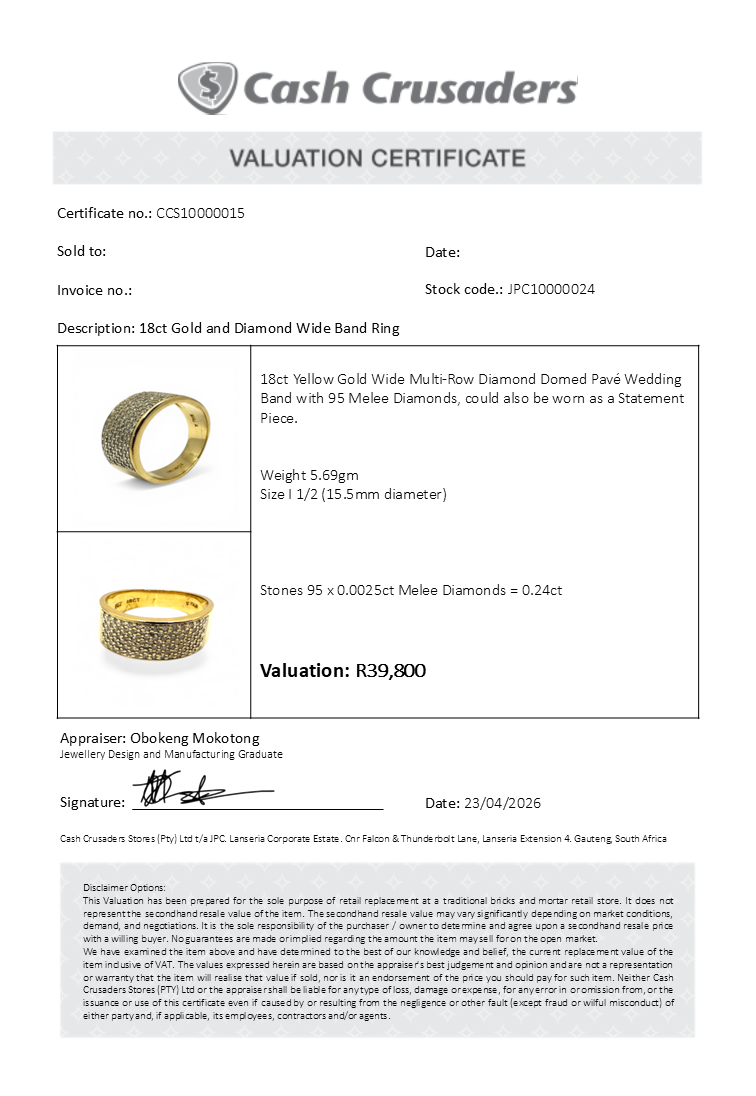 18ct Gold and Diamond Wide Band Ring
