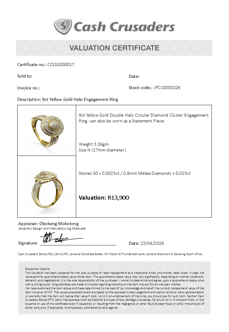 9ct Gold Double Halo Diamond Cluster Engagement Ring