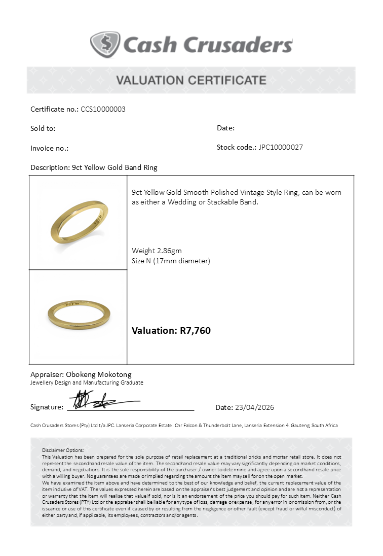 9ct Yellow Gold Band Ring