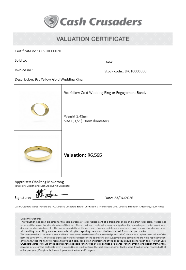 9ct Yellow Gold Wedding Ring
