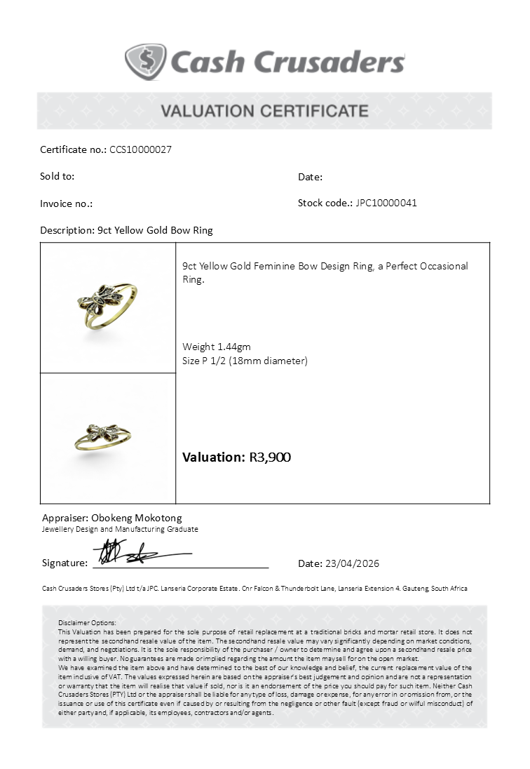 9ct Yellow Gold Bow Ring