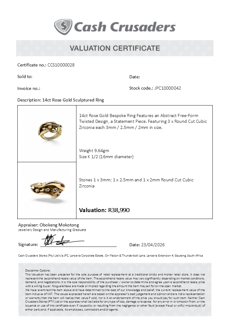 14ct Rose Gold Sculptured Ring