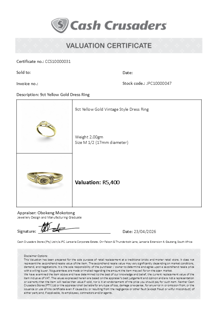 9ct Yellow Gold Dress Ring