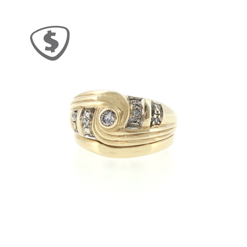 9ct Yellow Gold Diamond Swirl Multi-Stone Ring