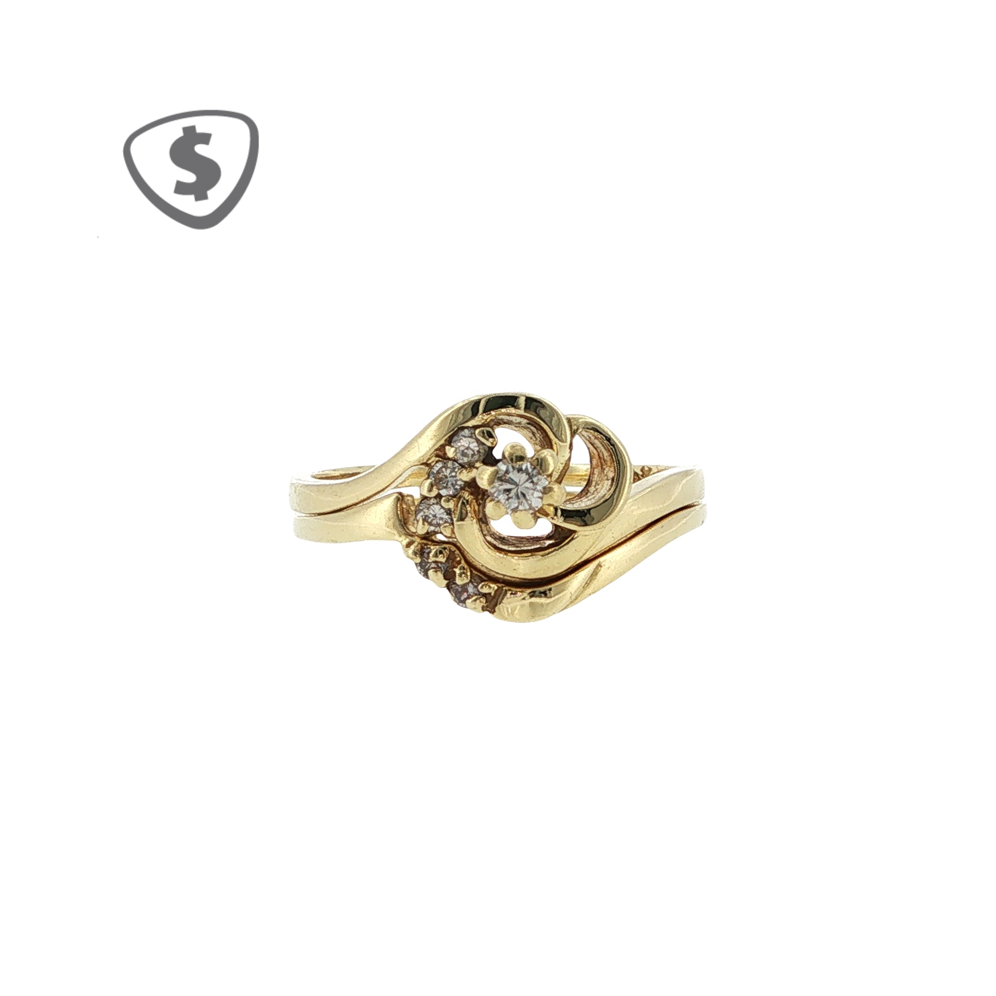 18ct Yellow Gold Diamond Swirl Wedding Ring