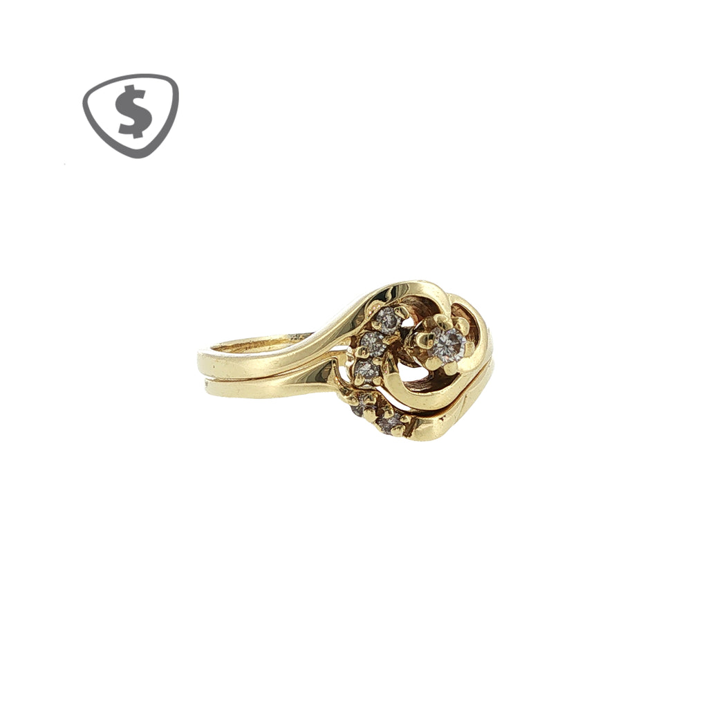 18ct Yellow Gold Diamond Swirl Wedding Ring
