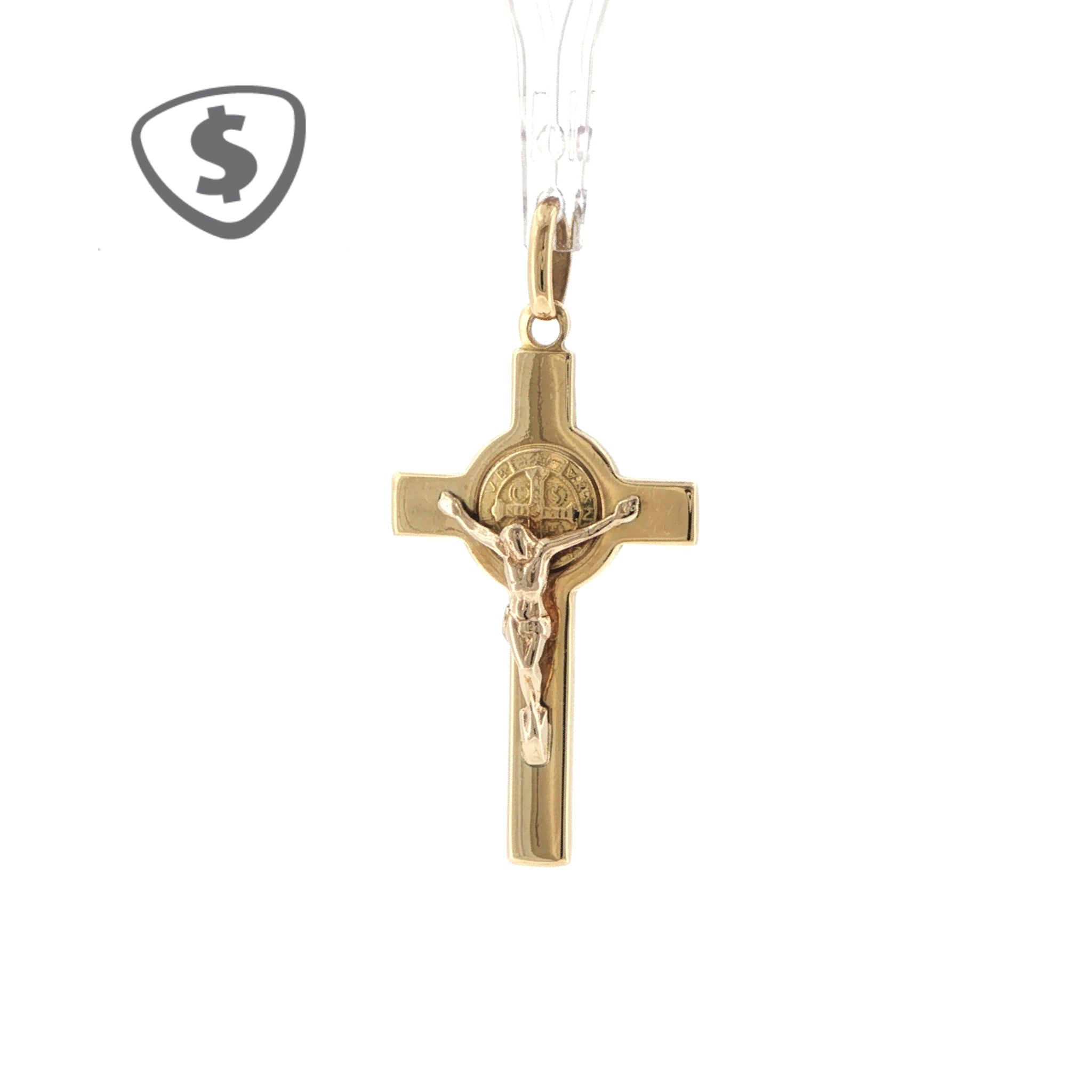 Polished 18ct Yellow Gold St. Benedict Crucifix Pendant
