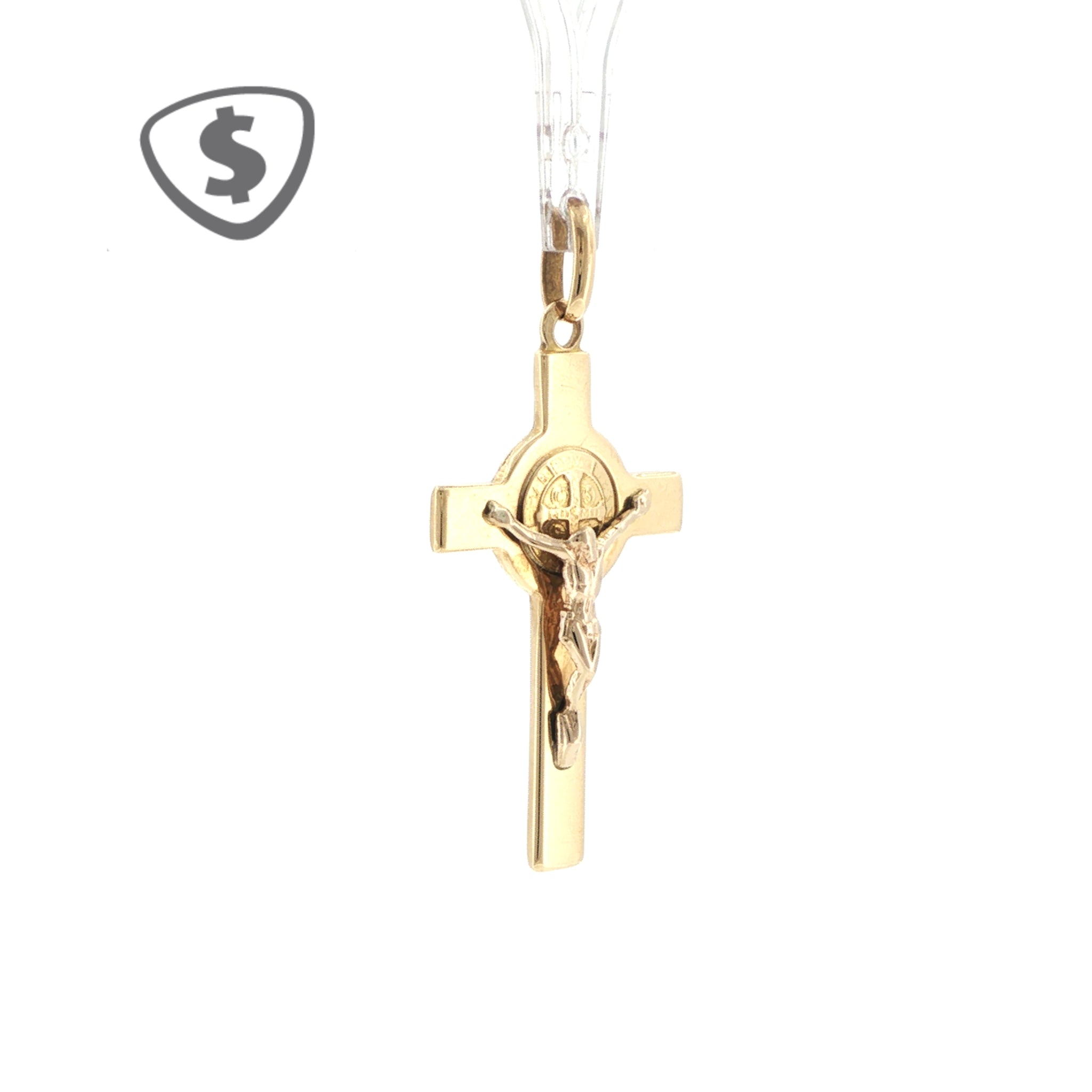 Polished 18ct Yellow Gold St. Benedict Crucifix Pendant