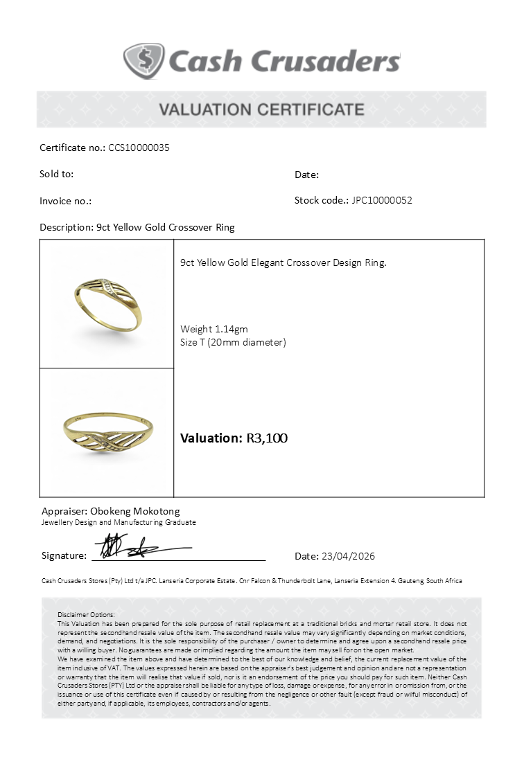9ct Yellow Gold Crossover Ring