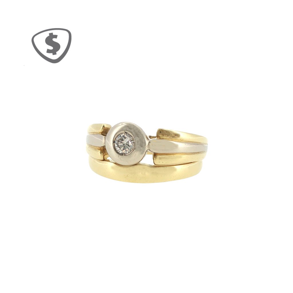 18ct Yellow and White Gold Diamond Solitaire Engagement Ring