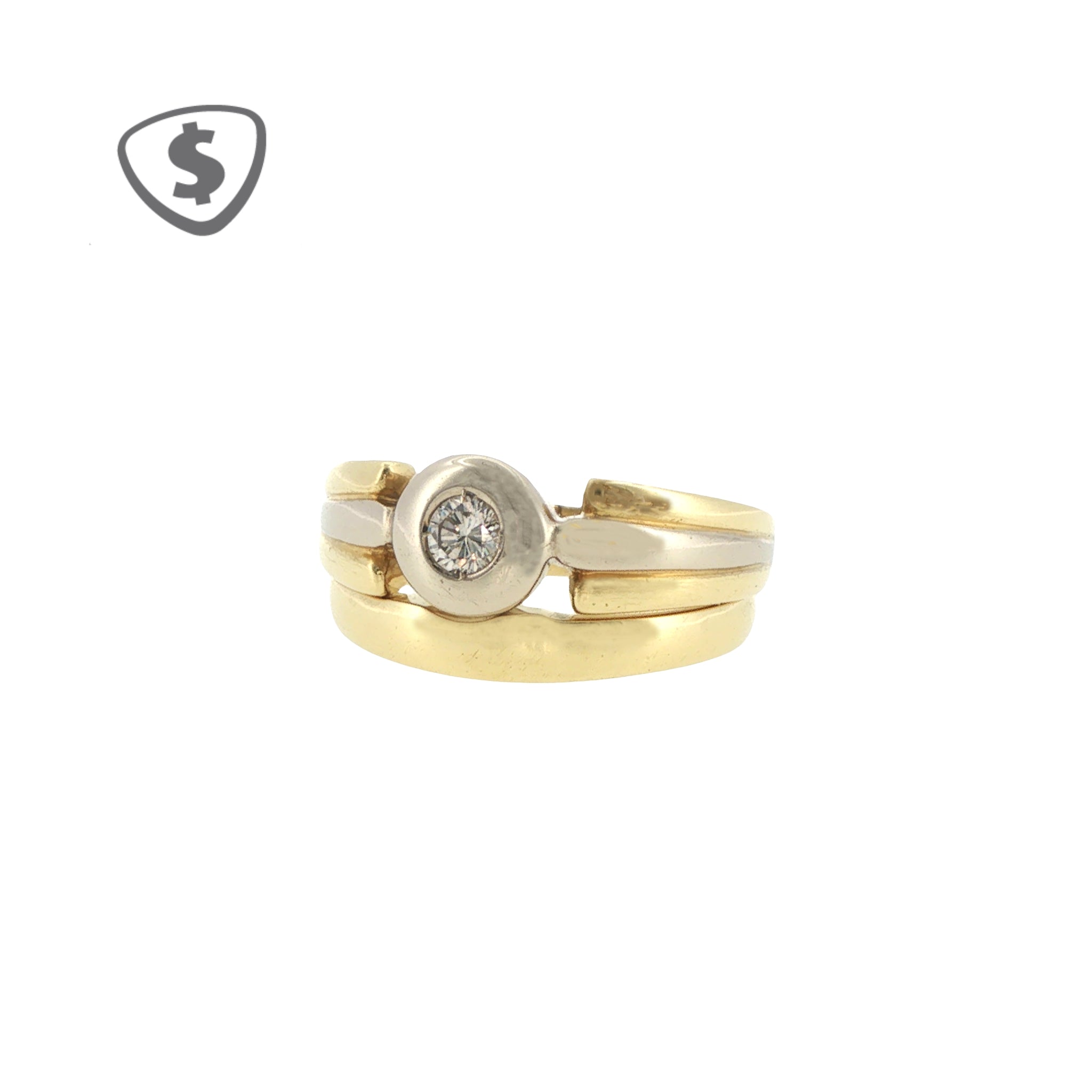 18ct Yellow and White Gold Diamond Solitaire Engagement Ring