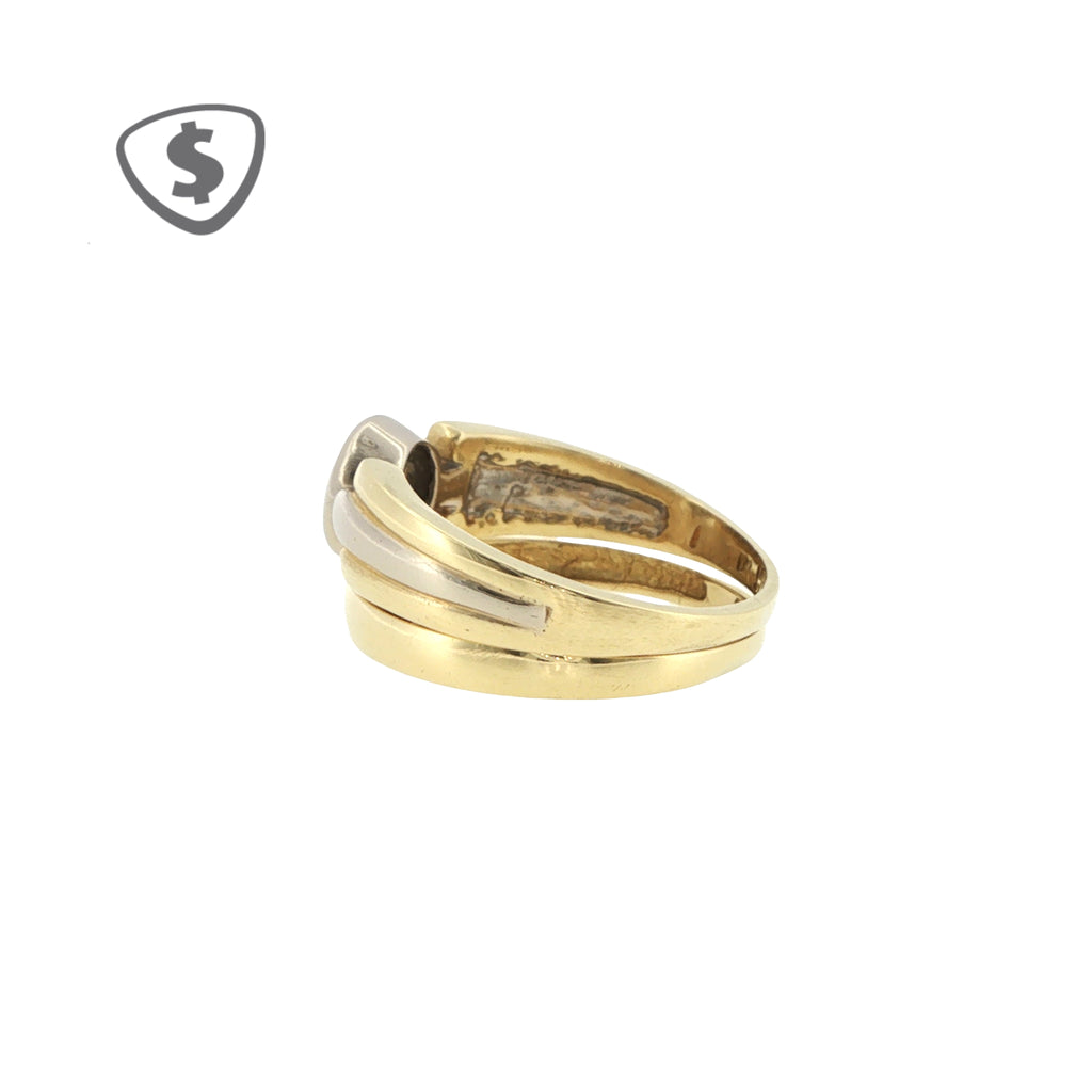 18ct Yellow and White Gold Diamond Solitaire Engagement Ring