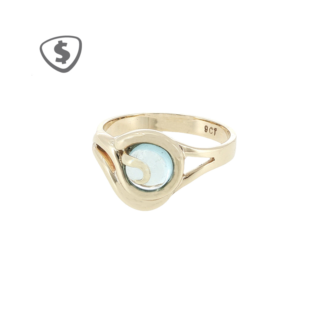 9ct Yellow Gold Swirl Solitaire Ring
