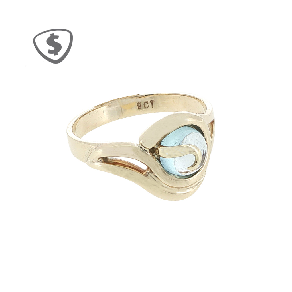 9ct Yellow Gold Swirl Solitaire Ring