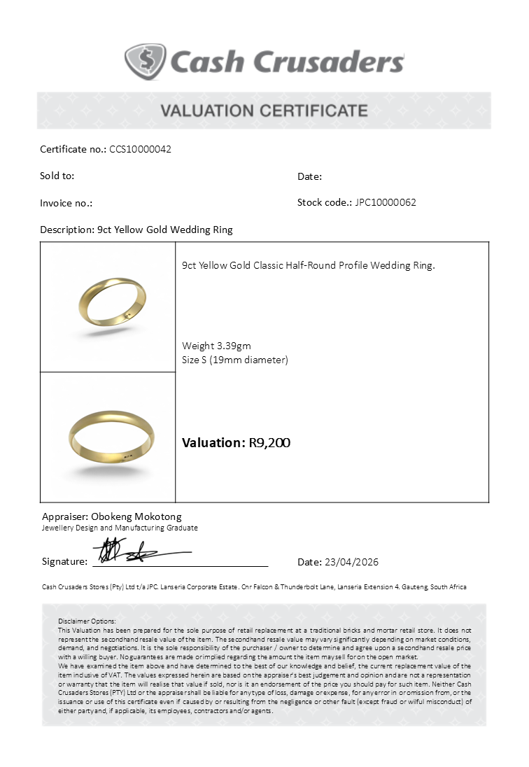 9ct Yellow Gold Wedding Ring