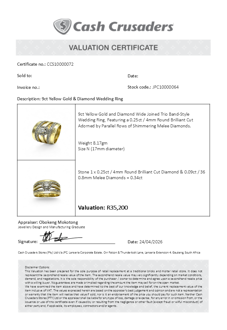 9ct Yellow Gold and Diamond Wedding Ring