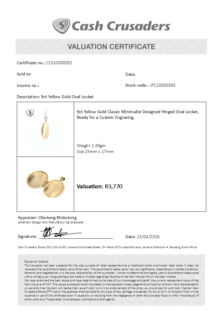 9ct Yellow Gold Oval Locket
