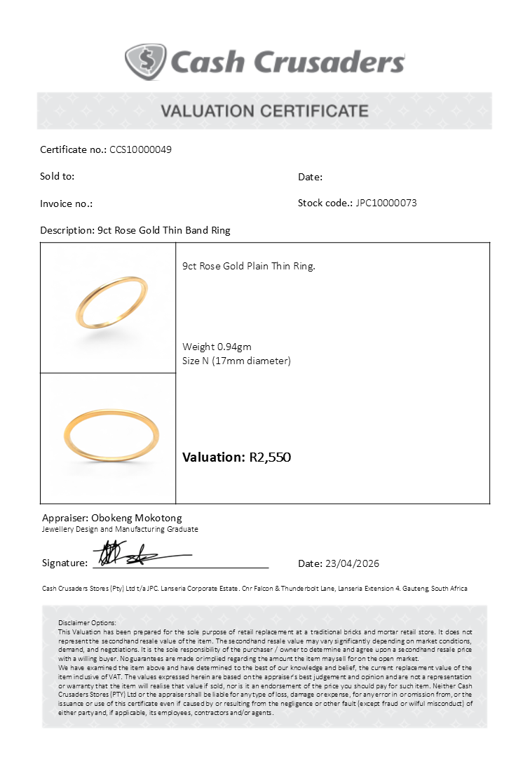 9ct Rose Gold Thin Band Ring