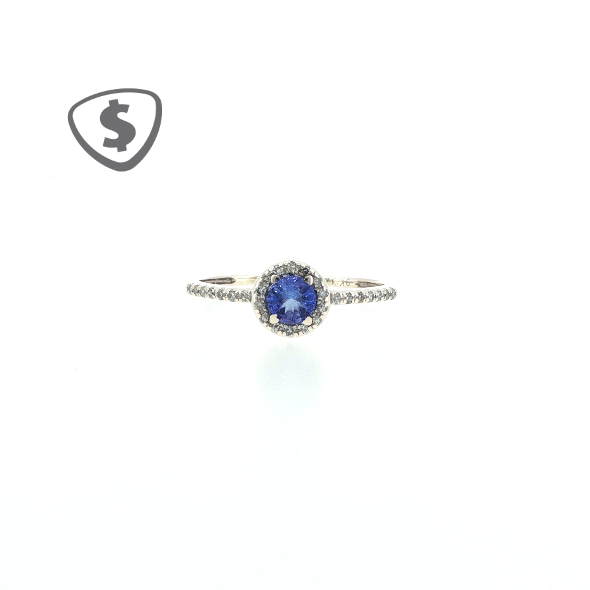 9ct White Gold Blue Cubic Zirconia Halo Ring