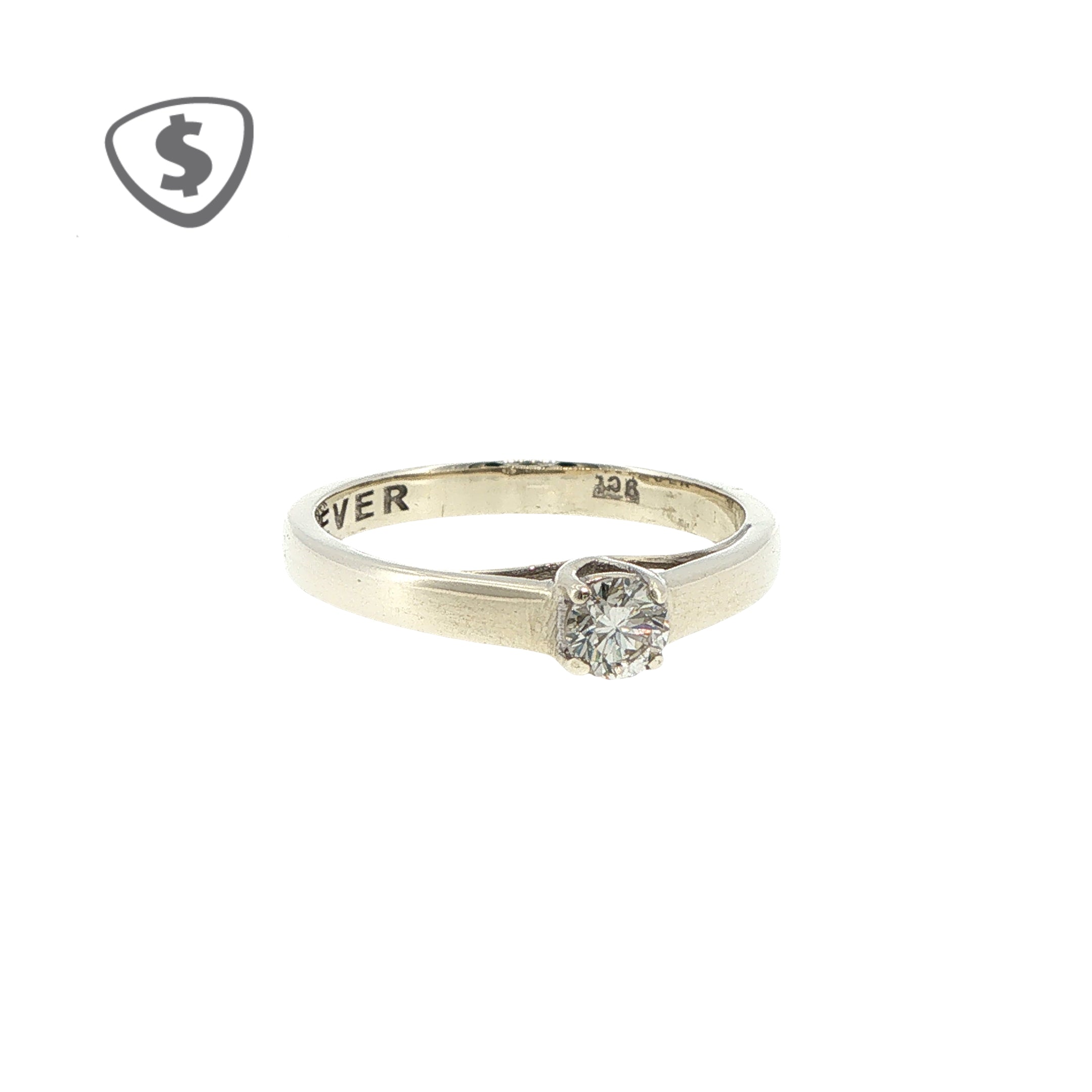 9ct White Gold Solitaire Ring with Forever Engraving
