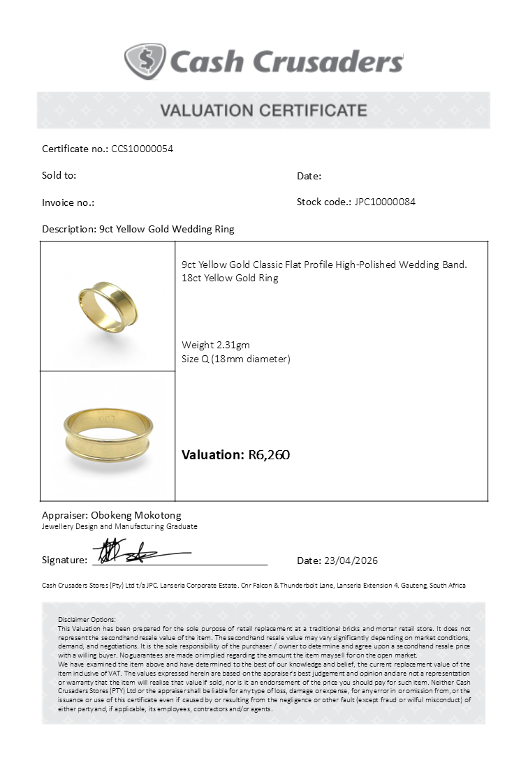 9ct Yellow Gold Wedding Ring