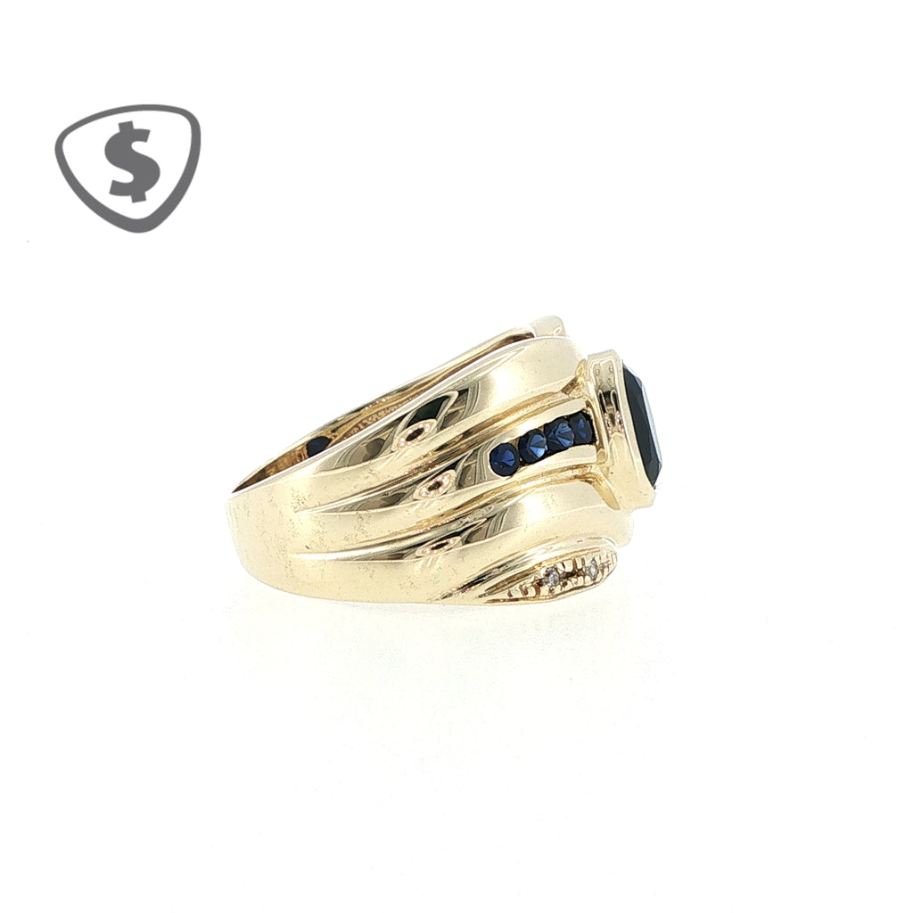 9ct Yellow Gold Blue Oval Sapphire Ring