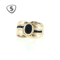 9ct Yellow Gold Blue Oval Sapphire Ring