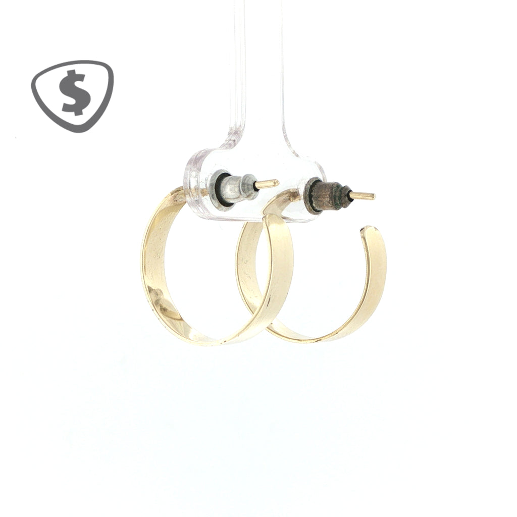9ct Yellow Gold D Shape Hoop Earrings