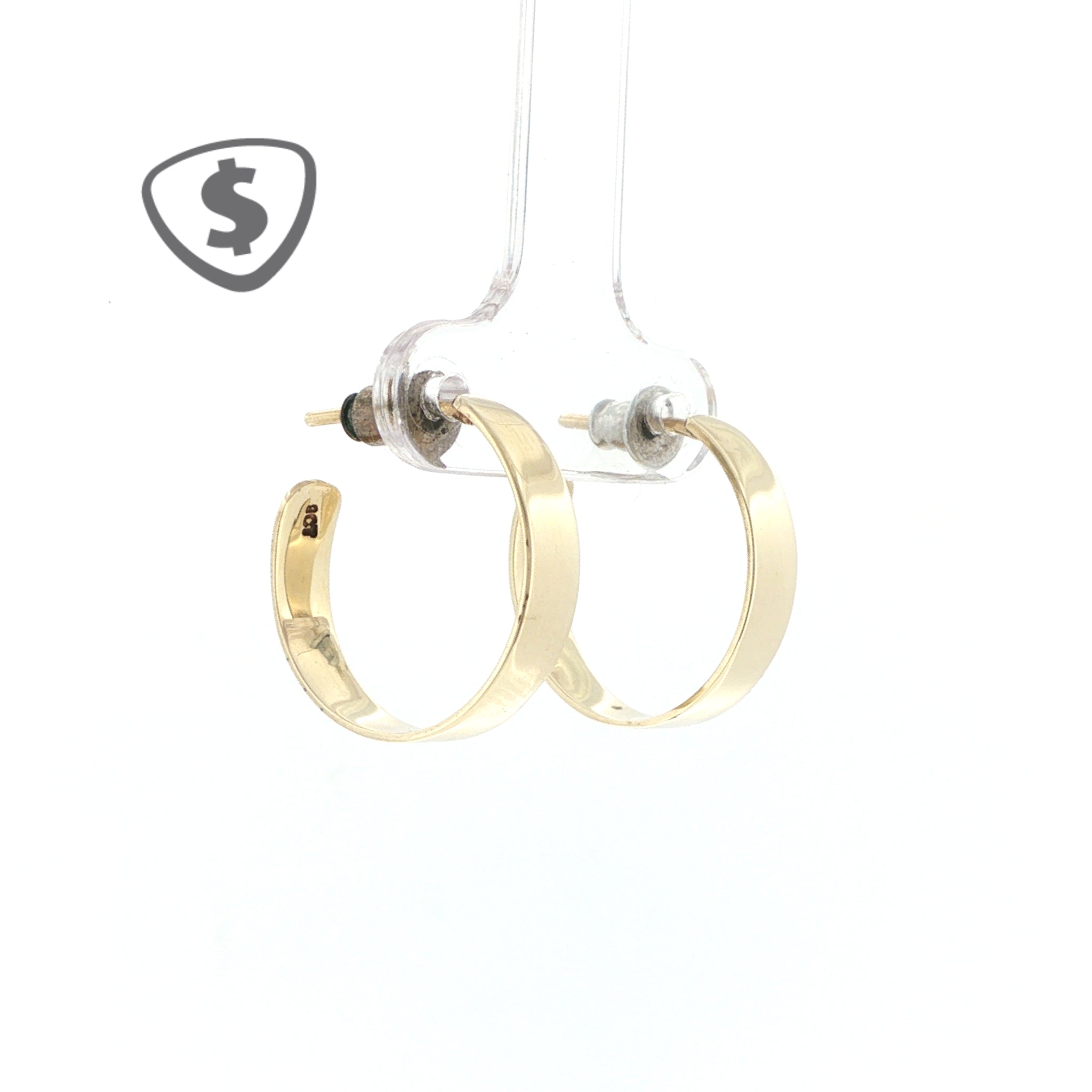 9ct Yellow Gold D Shape Hoop Earrings