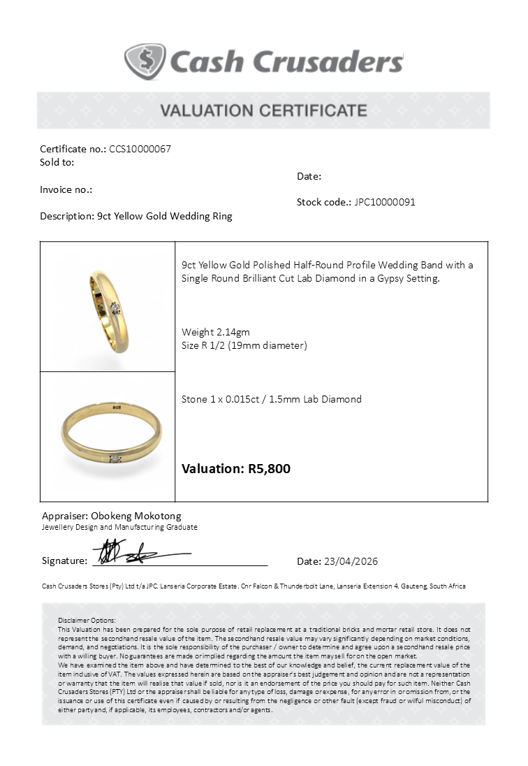 9ct Yellow Gold Wedding Ring