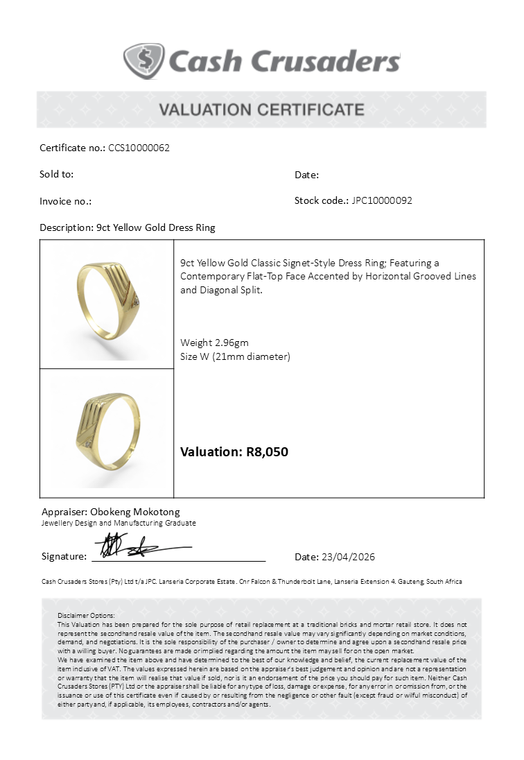 9ct Yellow Gold Dress Ring