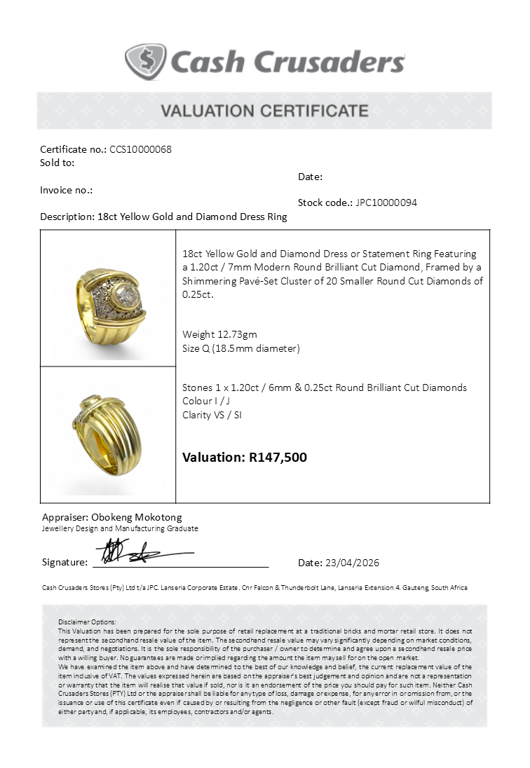 18ct Yellow Gold and Diamond Dress Ring