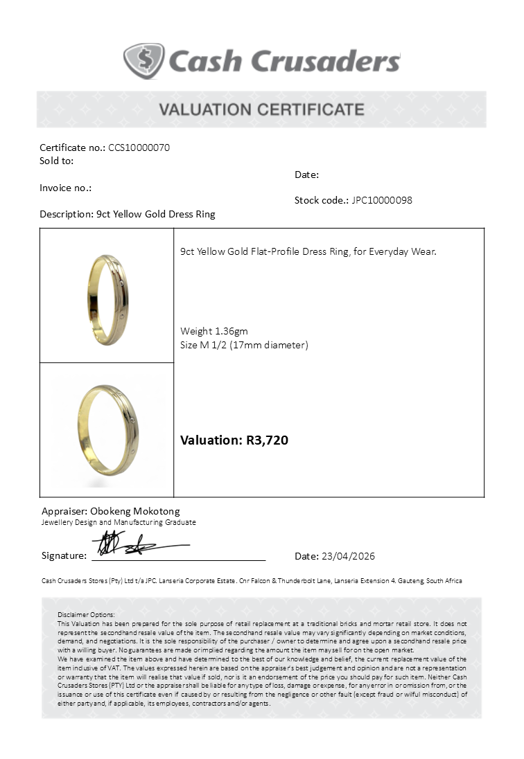 9ct Yellow Gold Dress Ring