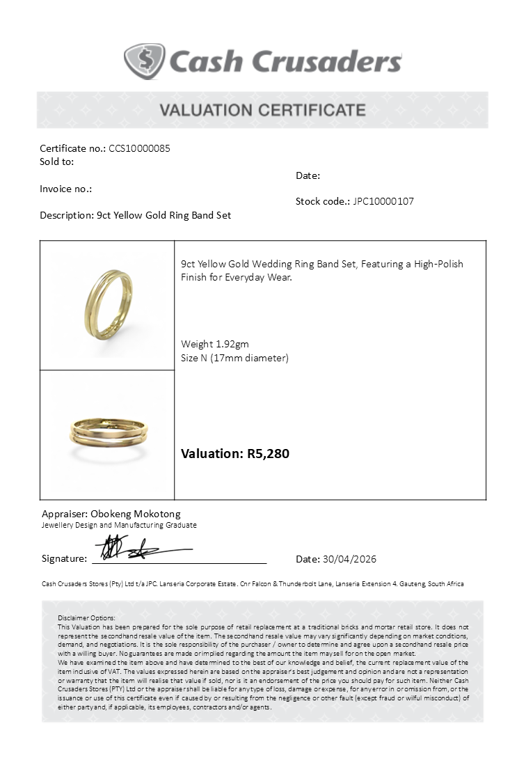 9ct Yellow Gold Ring Band Set