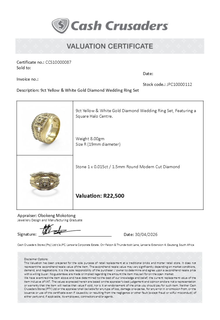 9ct Yellow and White Gold Diamond Wedding Ring Set
