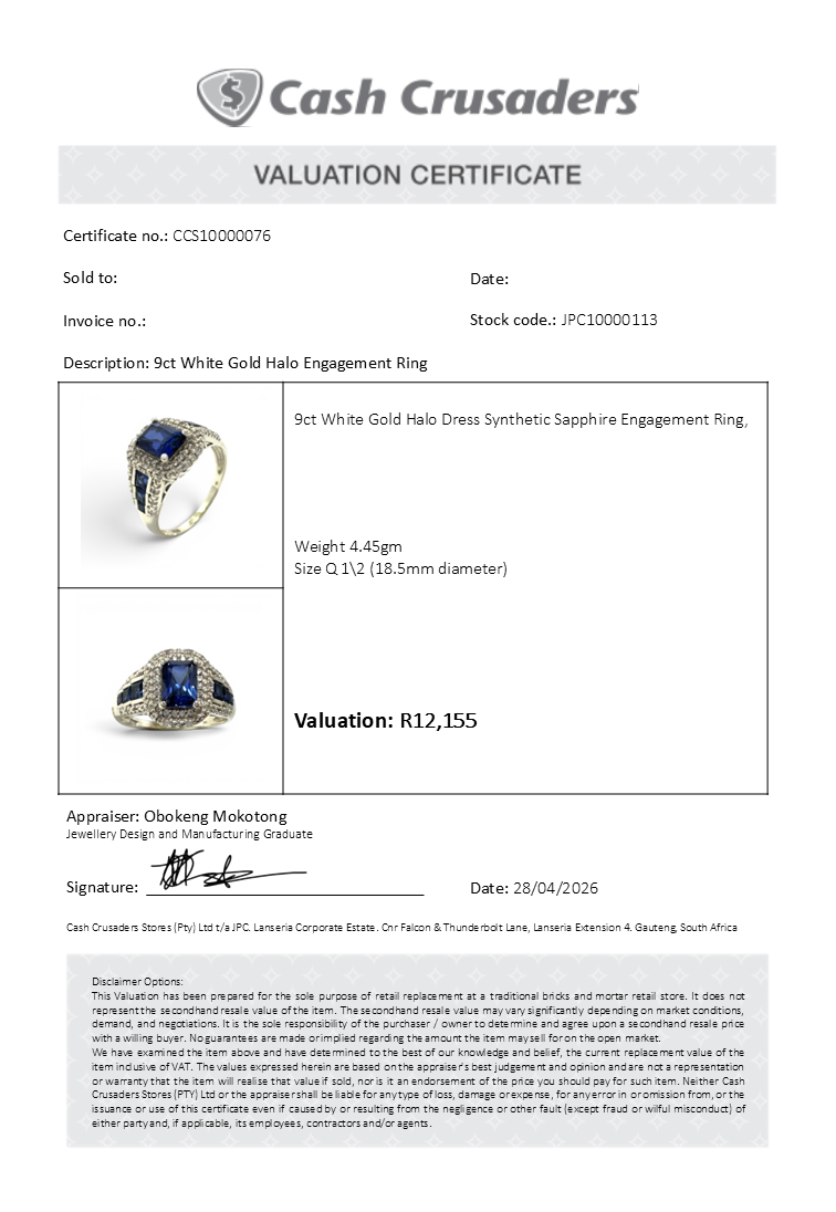 9ct White Gold Halo Engagement Ring