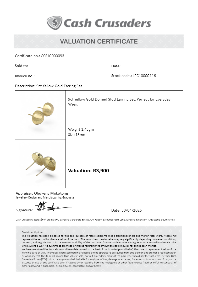 9ct Yellow Gold Earring Set