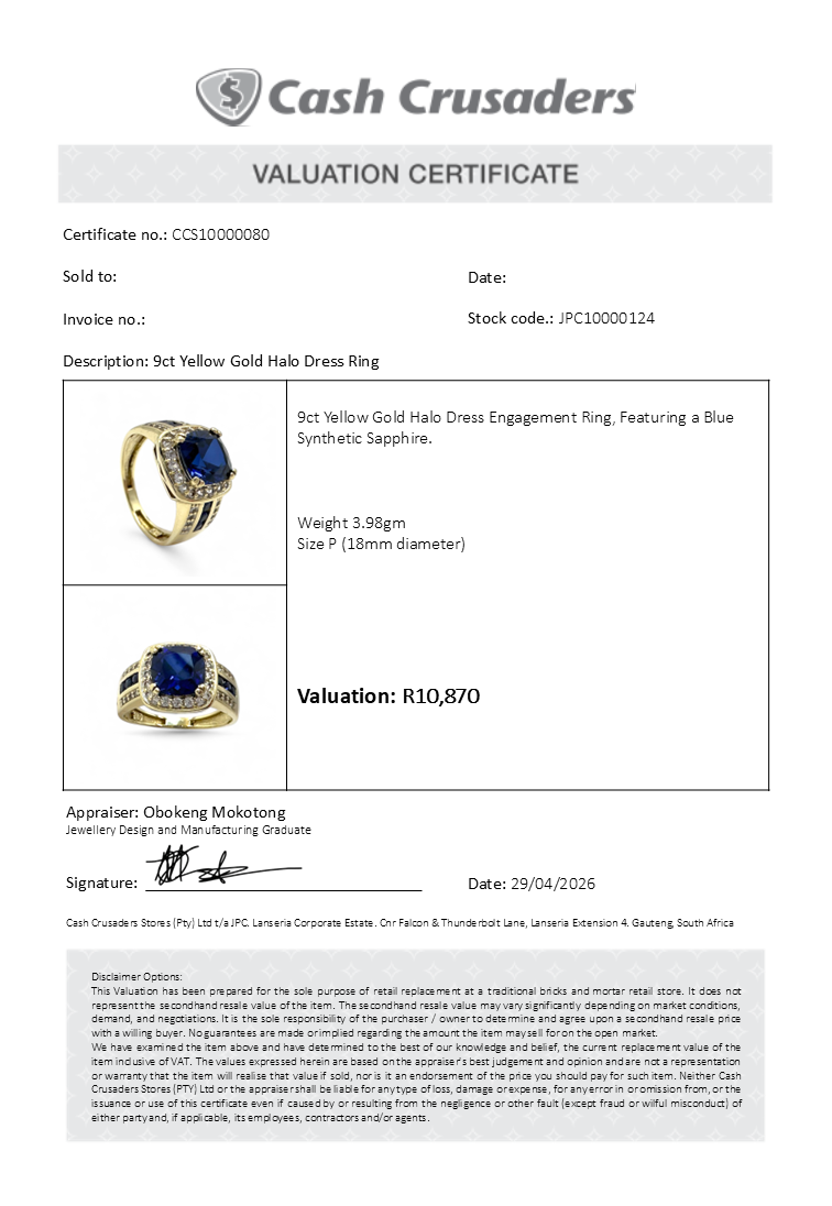 9ct Yellow Gold Halo Dress Ring
