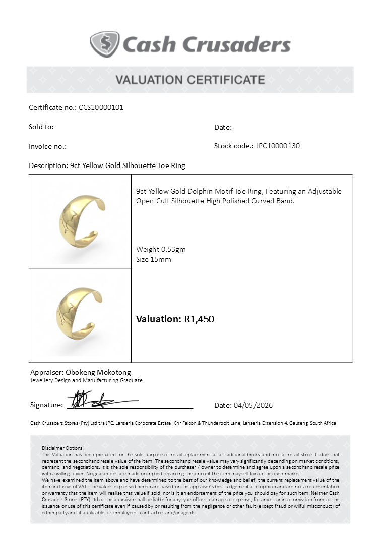 9ct Yellow Gold Silhouette Toe Ring