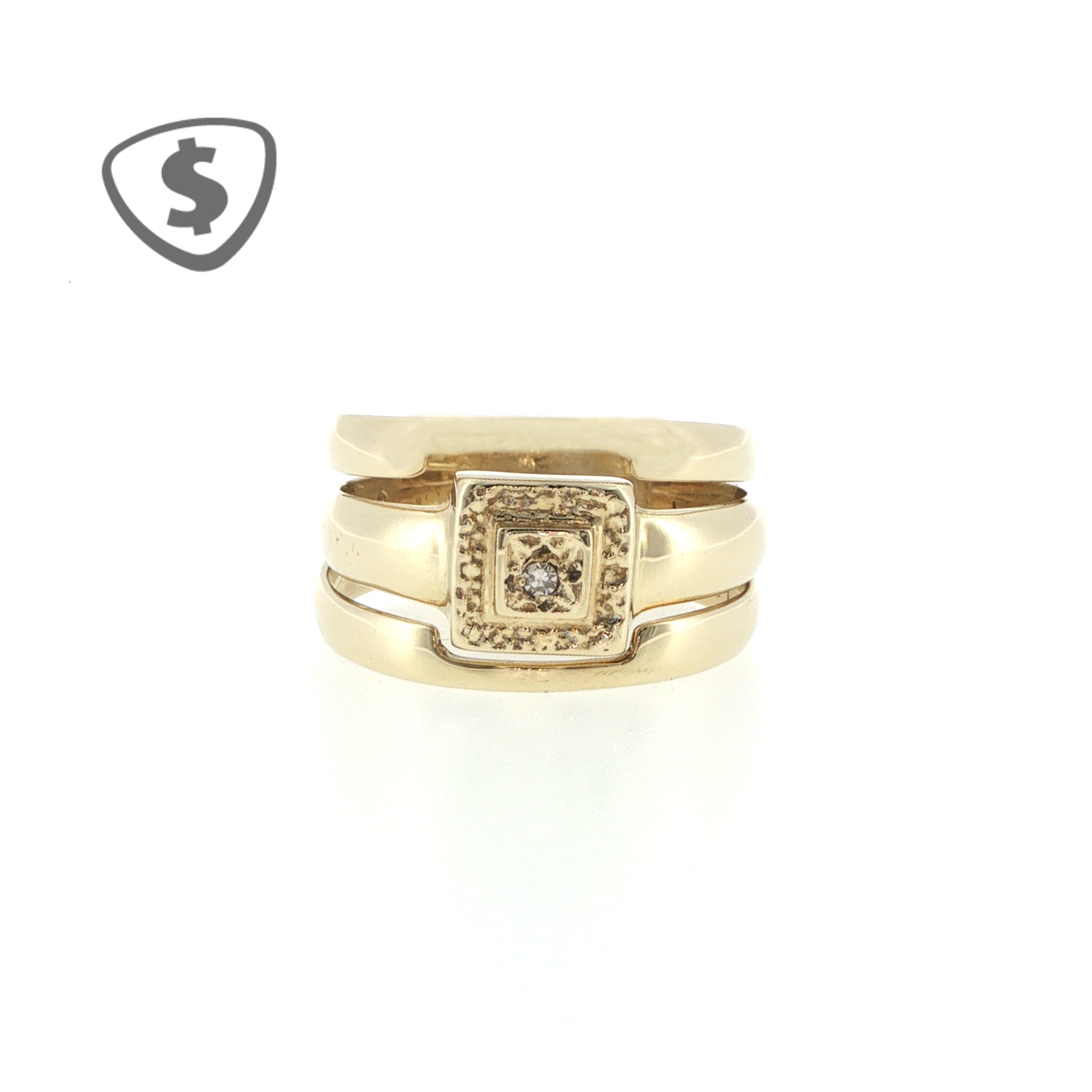 9ct Yellow Gold and Diamond Trip Set Wedding Ring