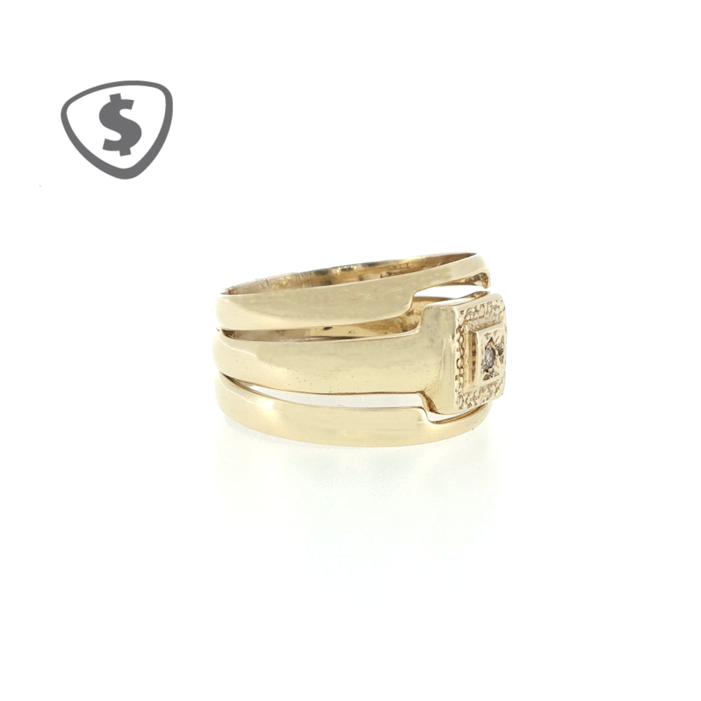 9ct Yellow Gold and Diamond Trip Set Wedding Ring