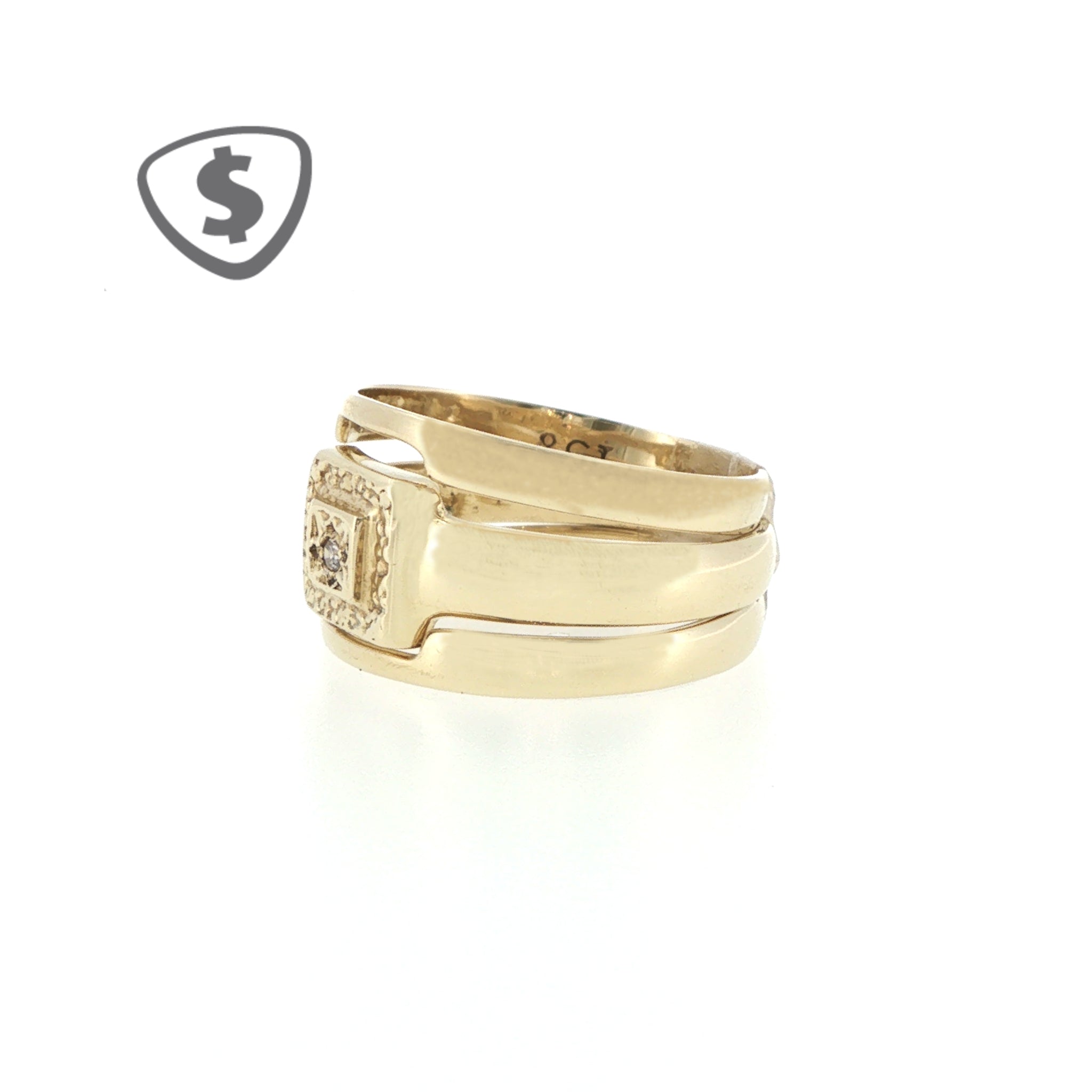 9ct Yellow Gold and Diamond Trip Set Wedding Ring