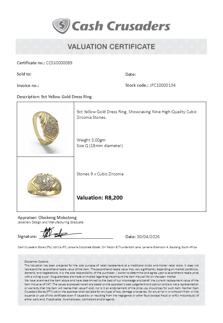 9ct Yellow Gold Dress Ring