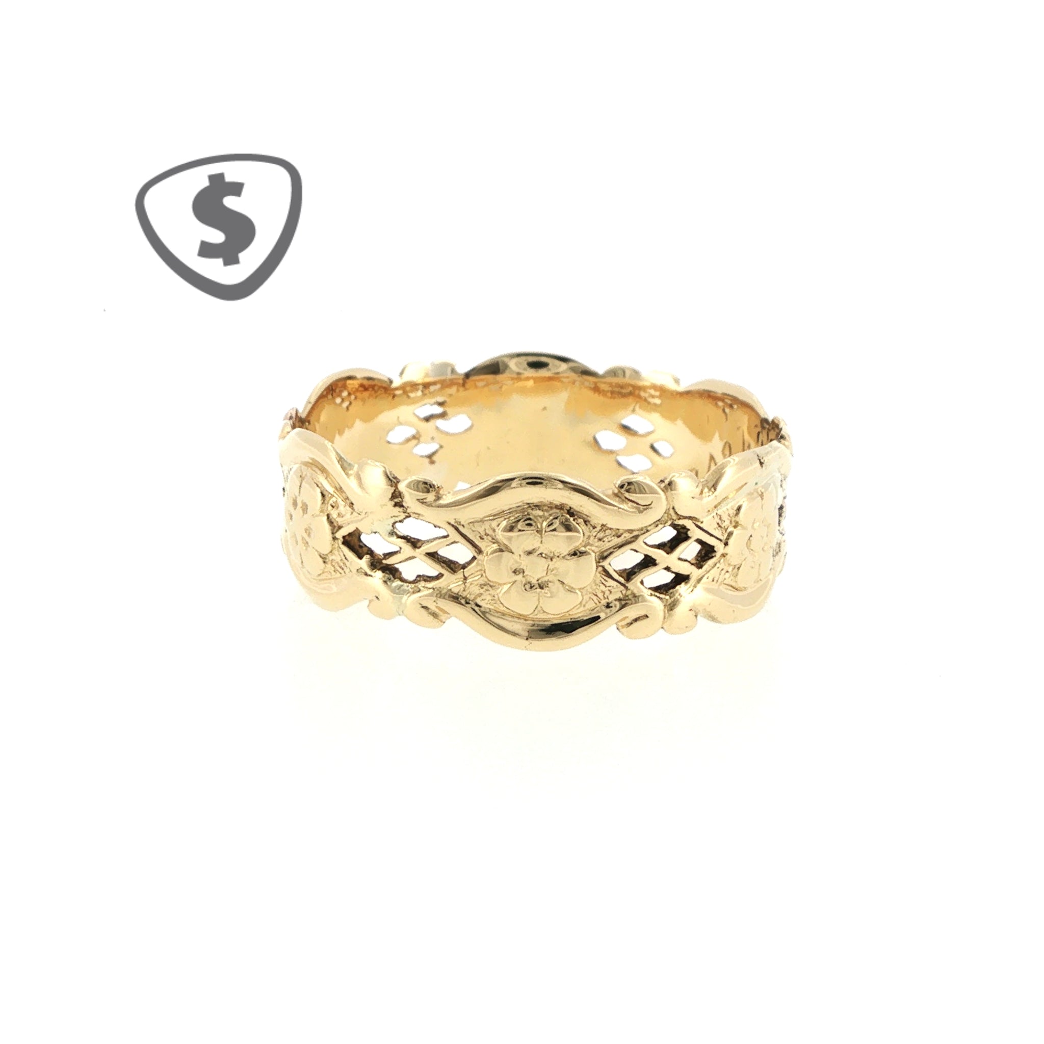 18ct Yellow Gold Openwork Floral Band Ring